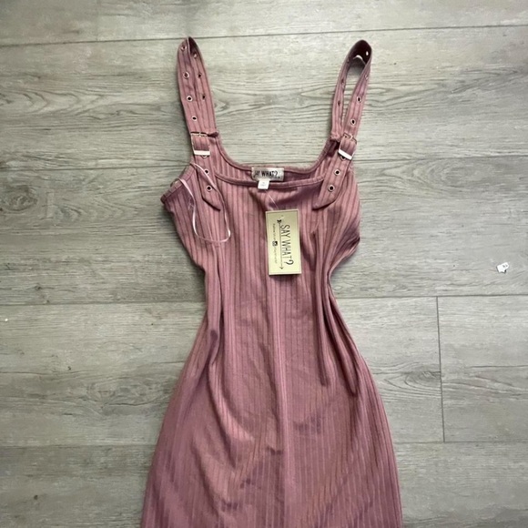 Say What? Dusty Pink Ribbed Mini Dress - Picture 3 of 4
